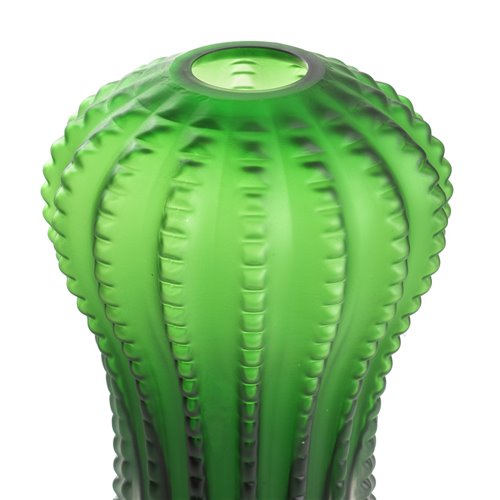 Flared cactus green mass dyed glass vase L