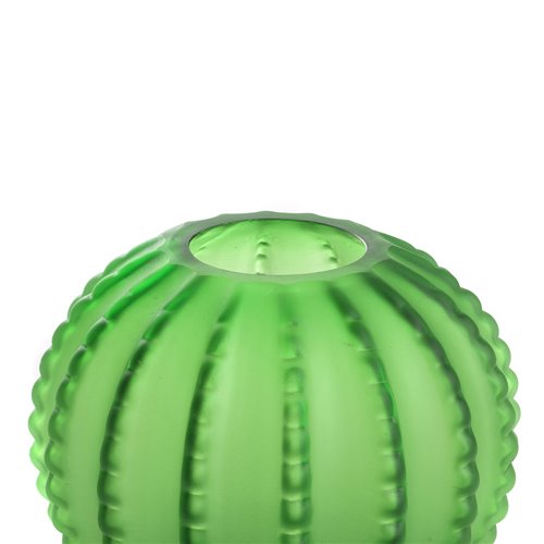Vase cactus évasé en verre vert teint dans la masse S