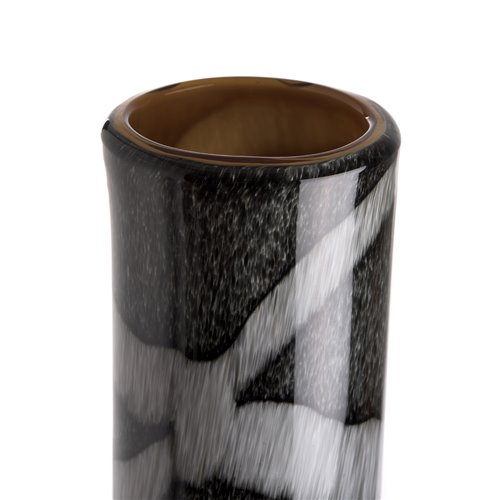 Glass vase black and white L