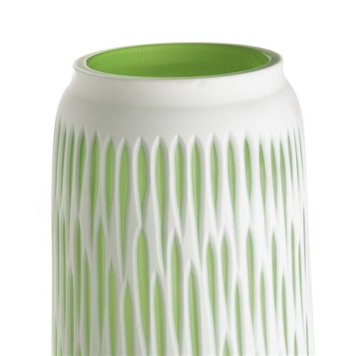 Vase en verre vert et blanc L