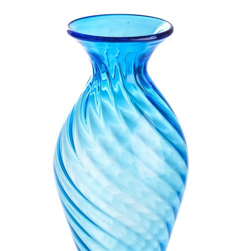 Long twisted blue glass vase S