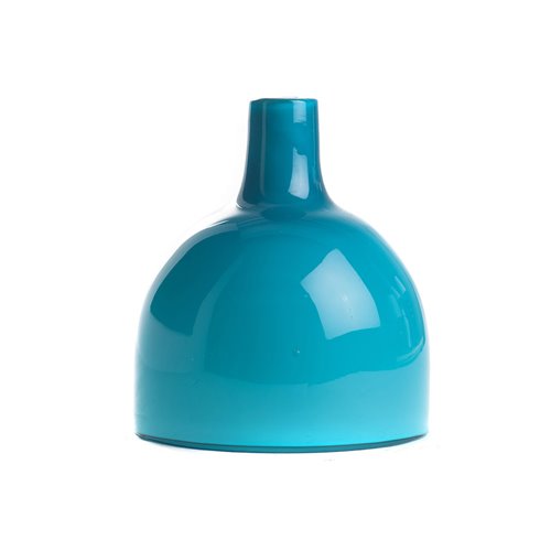 turquoise glass bottle vase with a short neck