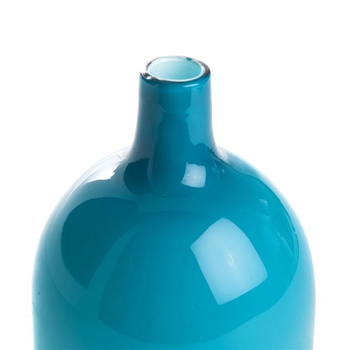 Vase bouteille en verre turquoise et au col court