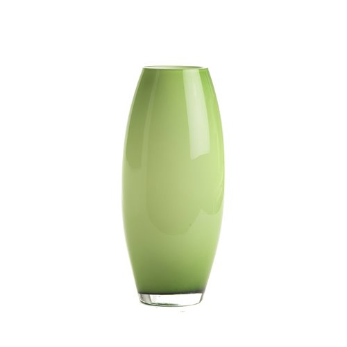 Long green glass vase
