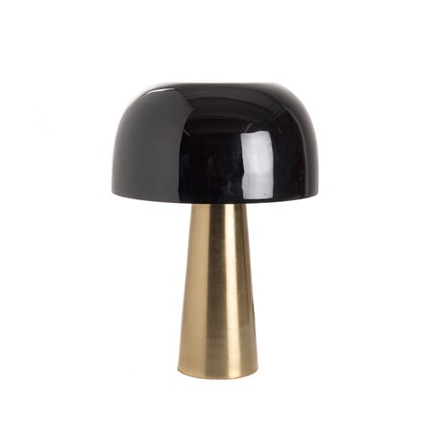Black bedside lamp with brass stem E14 Max 15W