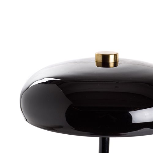 Lampe de table au pied en laiton peint noir et abat-jour en dome noir E14 Max 15W