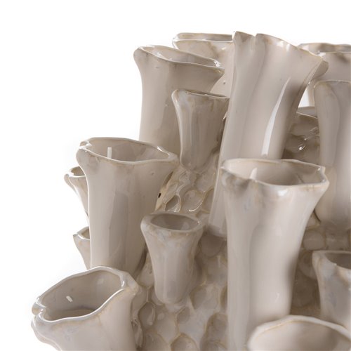 Vase trompette blanc L