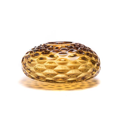 Medium size honeycomb amber glass vase