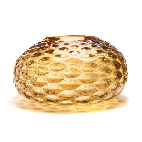 XL honeycomb amber glass vase 