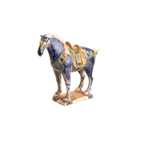 Traditionnal Tang Era horse - blue and yellow glaze