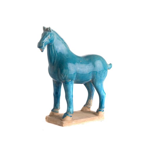 Traditionnal Tang Era horse - turquoise blue
