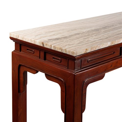 Table en bois + marbre rectangle