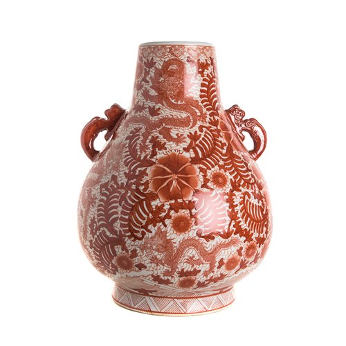 Vase dragon handle coral 