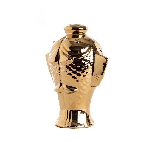 Vase poisson dore sculpte