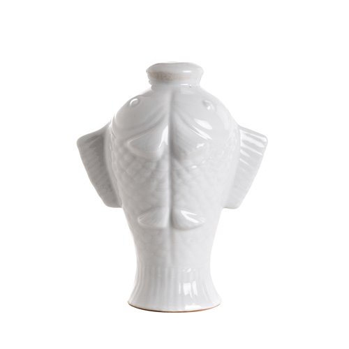 Vase poisson blanc sculpte