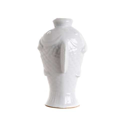 Fish carved white vase