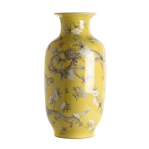 Vase long paysage jaune
