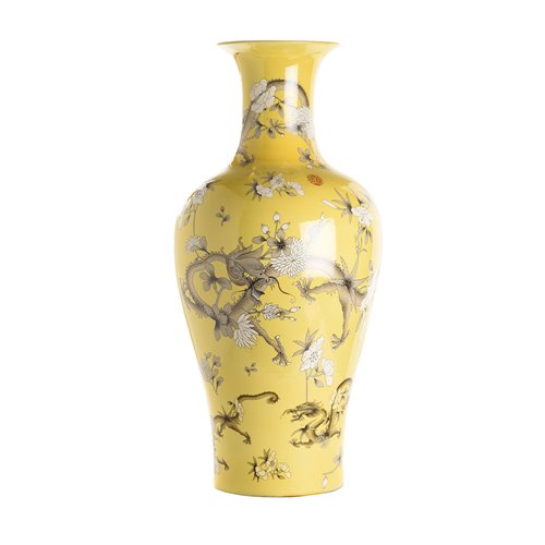 Tall vase scenery yellow