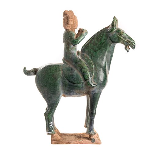Horse with horseman glazed green