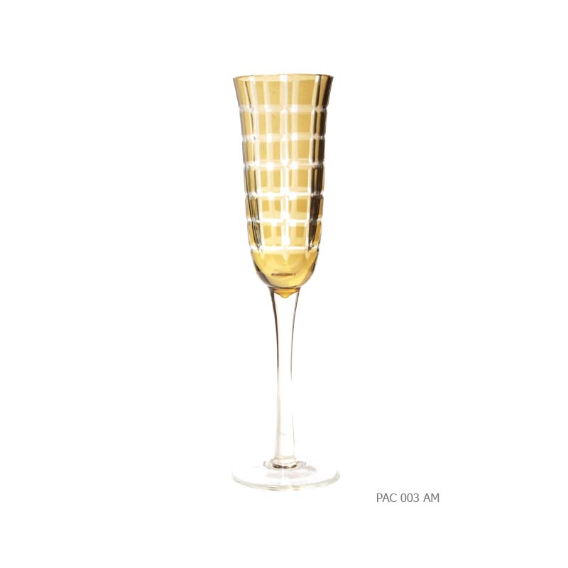 Set of 6 champagne glasses square amber