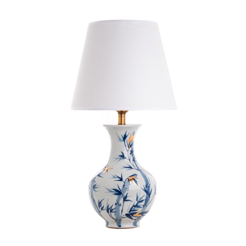 Lamp base bamboo blue white E27