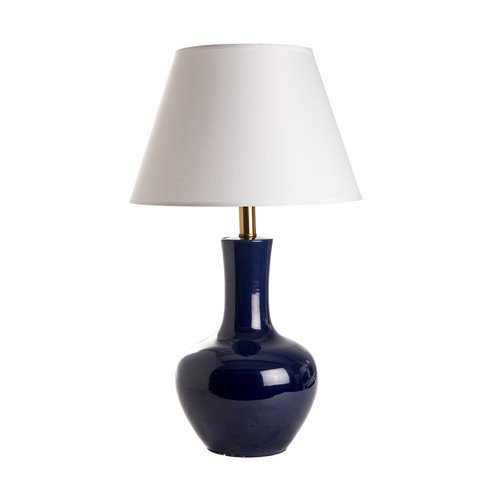 Base lampe vase long bleu fonce E27