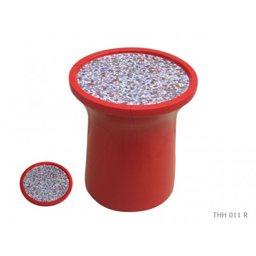 Tabouret rond lacde nacre rouge