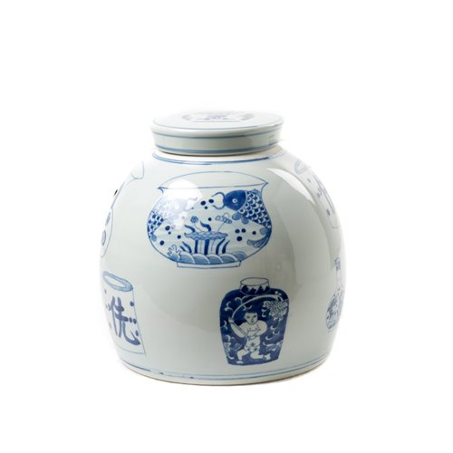 Pot In Porcelain Blue & White L