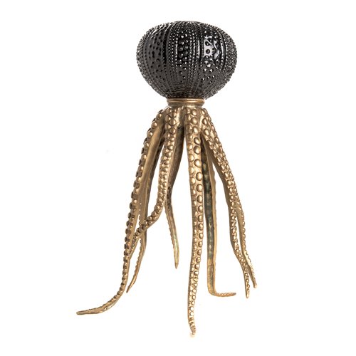 Bronze And Black Porcelain Octopus Candleholder