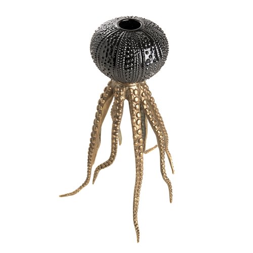 Bronze And Black Porcelain Octopus Candleholder