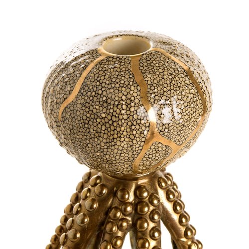 Bronze Black Gold Porcelain Octopus Candleholder