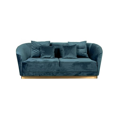 Mitzi Sofa Taupe Velvet Blue - 3 Seats