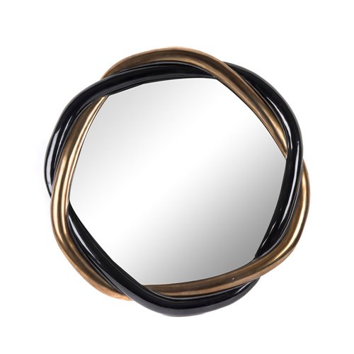 Mirror Round Black And Gold