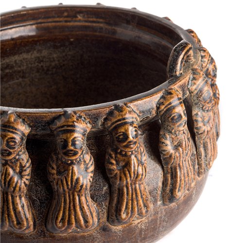 Planter Pot Archaic On Foot Carved