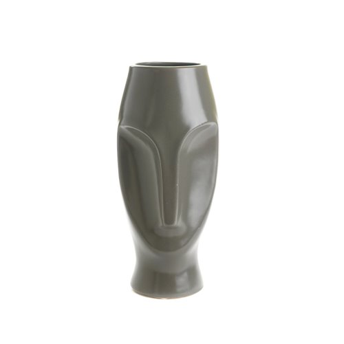 Moai Vase Ceramique Gris Fonce