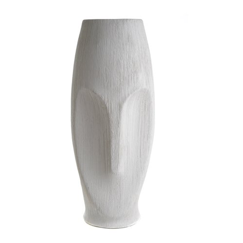 Moai Vase Ceramique Gris Blanc
