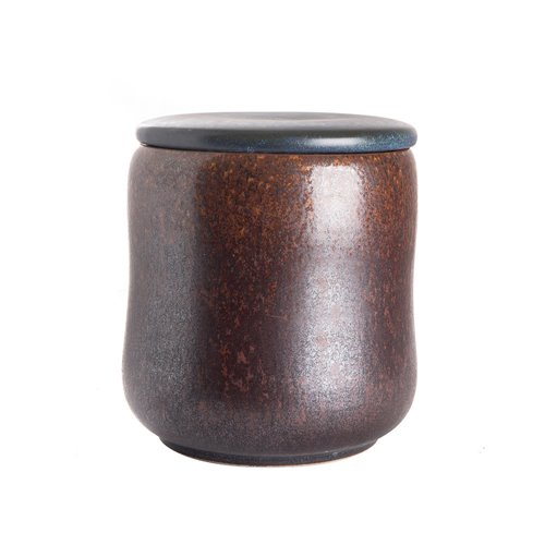 Round Brown/Blue Seasoning Jar