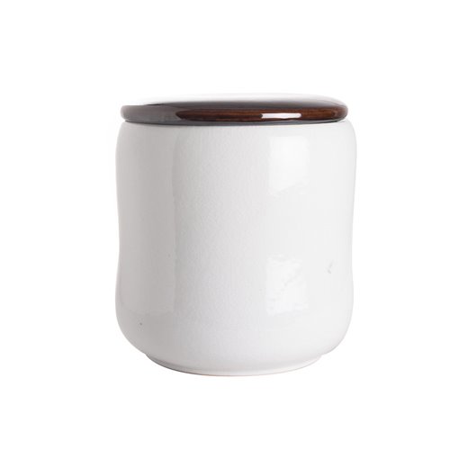 Pot Condiment Round White Brown Seasoning Jar