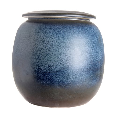 Round Glazed Blue Stool Jar