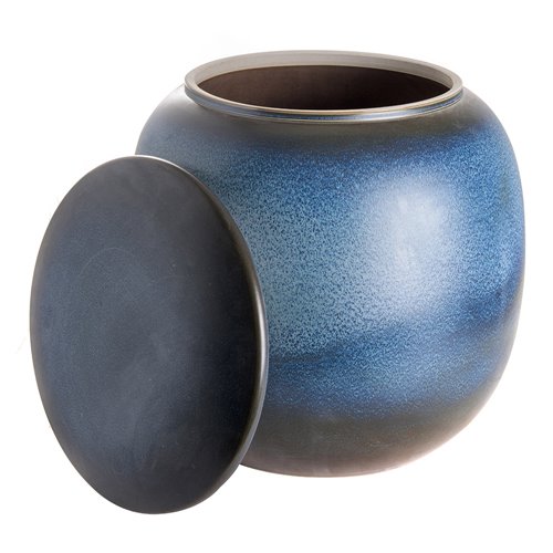 Round Glazed Blue Stool Jar