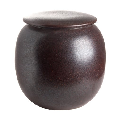 Round Glazed Brown Stool Jar