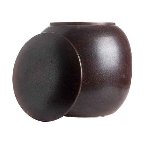 Round Glazed Brown Stool Jar
