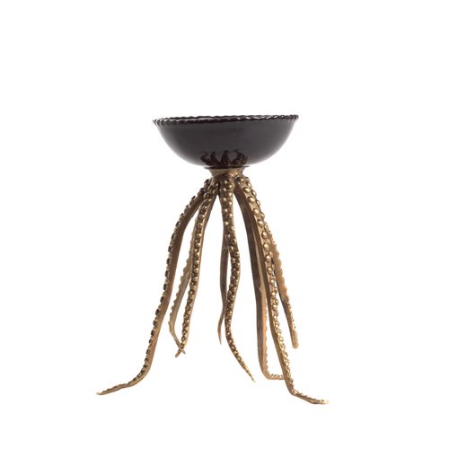 Bronze And Black Porcelain Octopus Candleholder S