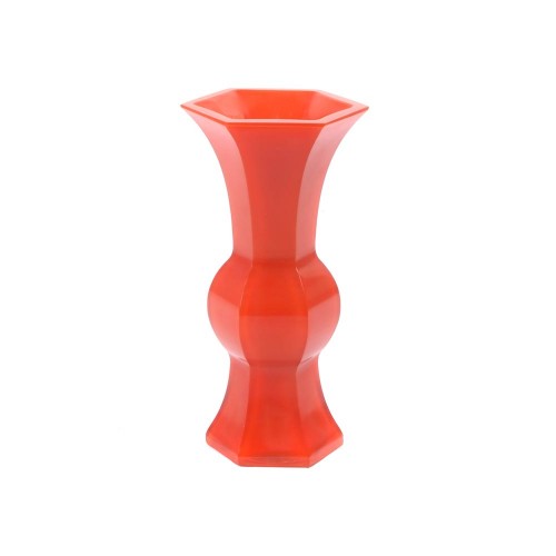 Vase corolle verre de pekin corail