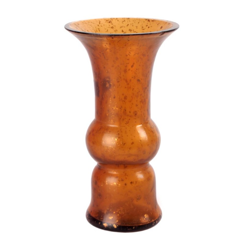 Vase corolle verre precieux ambre