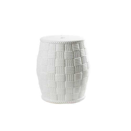 Structure Pouf Ceramique 'Tressage' Blanc