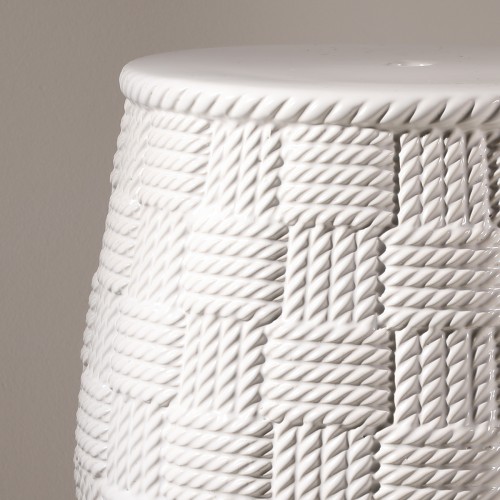 Structure Pouffe Ceramic 'Braiding' White