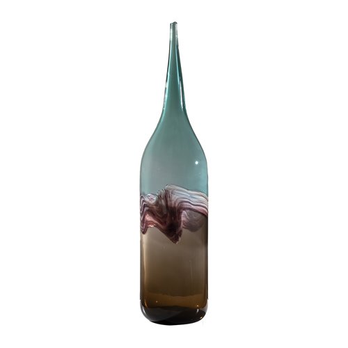 Bottle Vase Turq. Wave Effect L