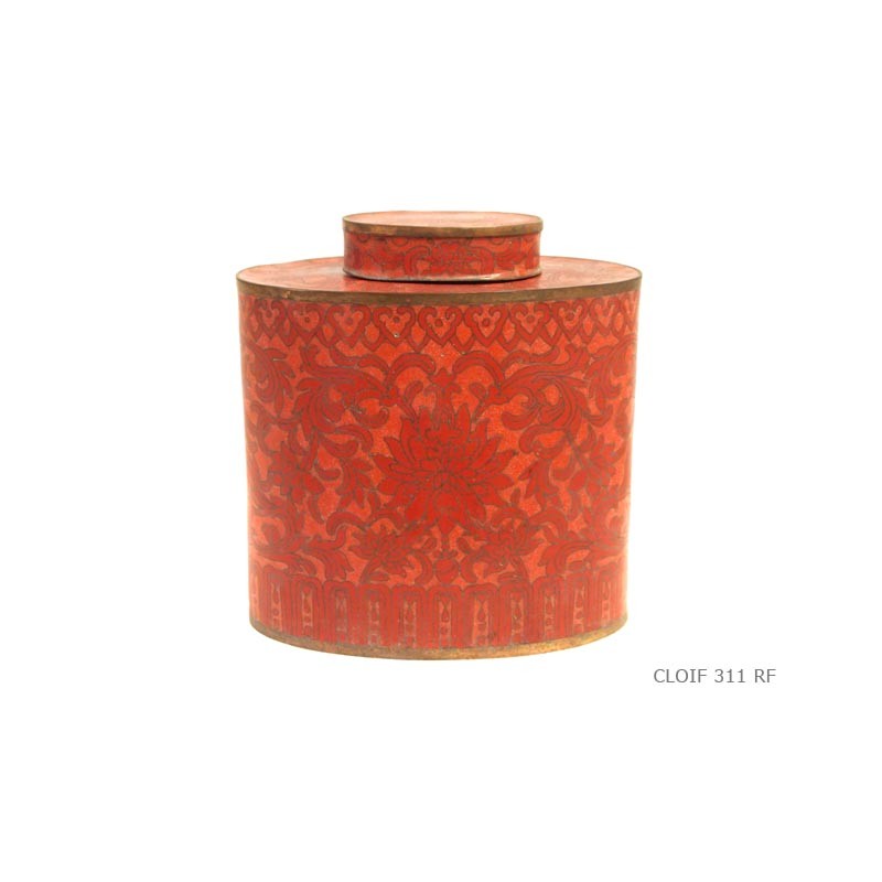 Oval jar big 'red silk'