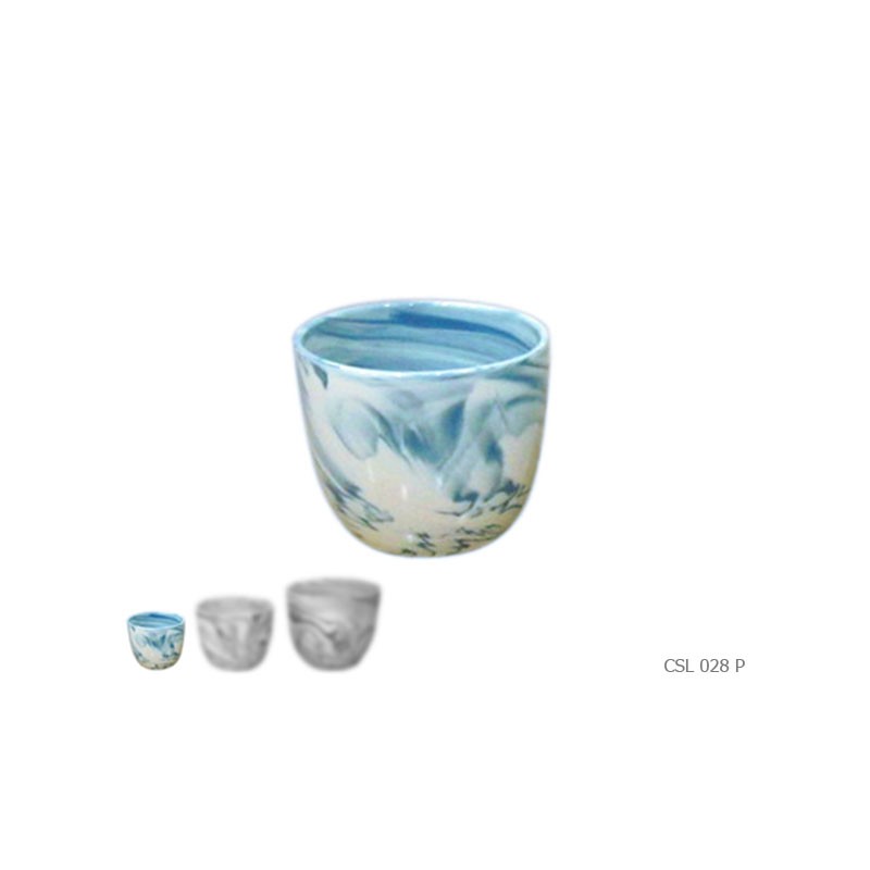 Vase rond terre melee bleue